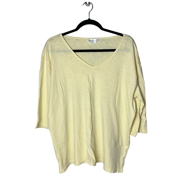 prairie cotton Tops - Prairie Cotton Women’s Sz M Yellow Made In USA 3/4 Sleeve 100% Cotton Shirt Top